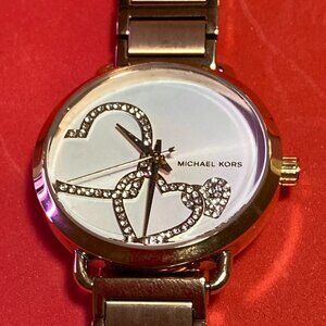 New Michael Kors Portia Rose Gold Hearts Watch